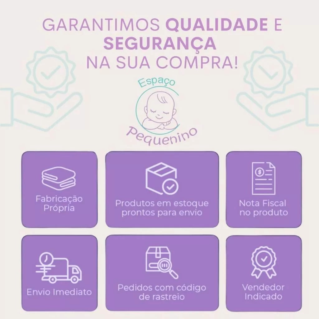 Kit Ninho Redutor de Berço 400 Fios + Almofadinha Decorativa + Almofada de Amamentação