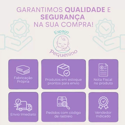 Kit Ninho Redutor de Berço 400 Fios + Almofadinha Decorativa + Almofada de Amamentação