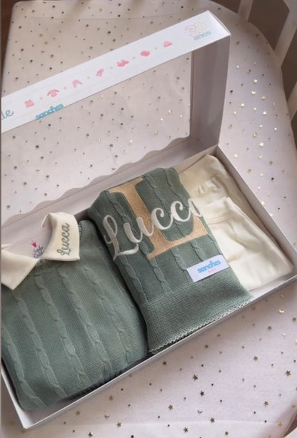 Kit Maternidade Personalizado Completo Lucca gren| Personalize Com o Nome do seu Príncipe