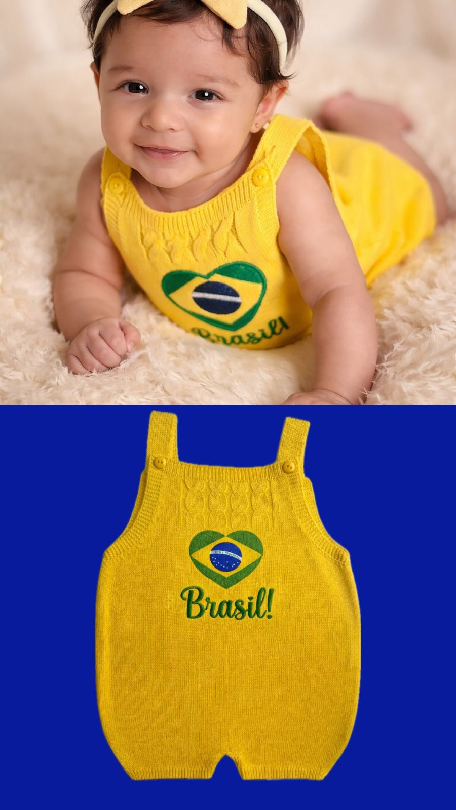 Romper Bebê Brasil Minha 1ª Copa | Edição Especial com Frete Grátis