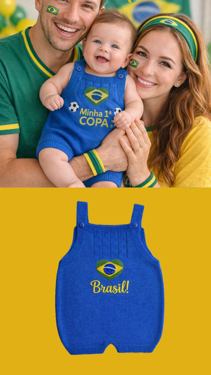 Romper Bebê Brasil Minha 1ª Copa | Edição Especial com Frete Grátis