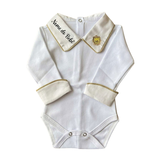 BODY BORDADO LEÃO BEGE P/ PERSONALIZAR