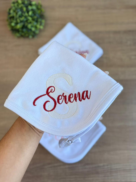 FRALDA DE BOCA BRANCO ALGODÃO PERSONALIZADO