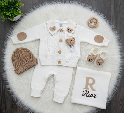 Kit Saída Maternidade Ravi Ursinho Branco 6 Peças