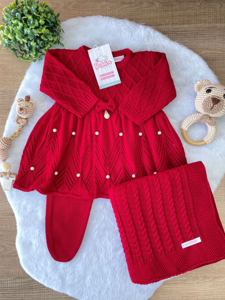 KIT SAIDA DE MATERNIDADE ANA VERMELHA 6 PEÇAS PERSONALIZADO