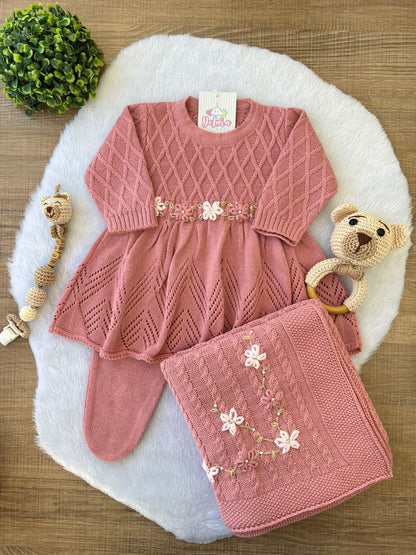 KIT SAIDA DE MATERNIDADE AURORA ROSE 6 PEÇAS PERSONALIZADO