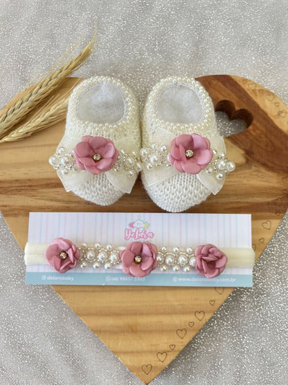KIT SAIDA MATERNIDADE NICOLLE ROSE 6 PEÇAS (RENDA FLORAL)