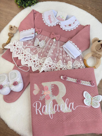 KIT SAIDA MATERNIDADE NICOLLE ROSE 7 PEÇAS PERSONALIZADO